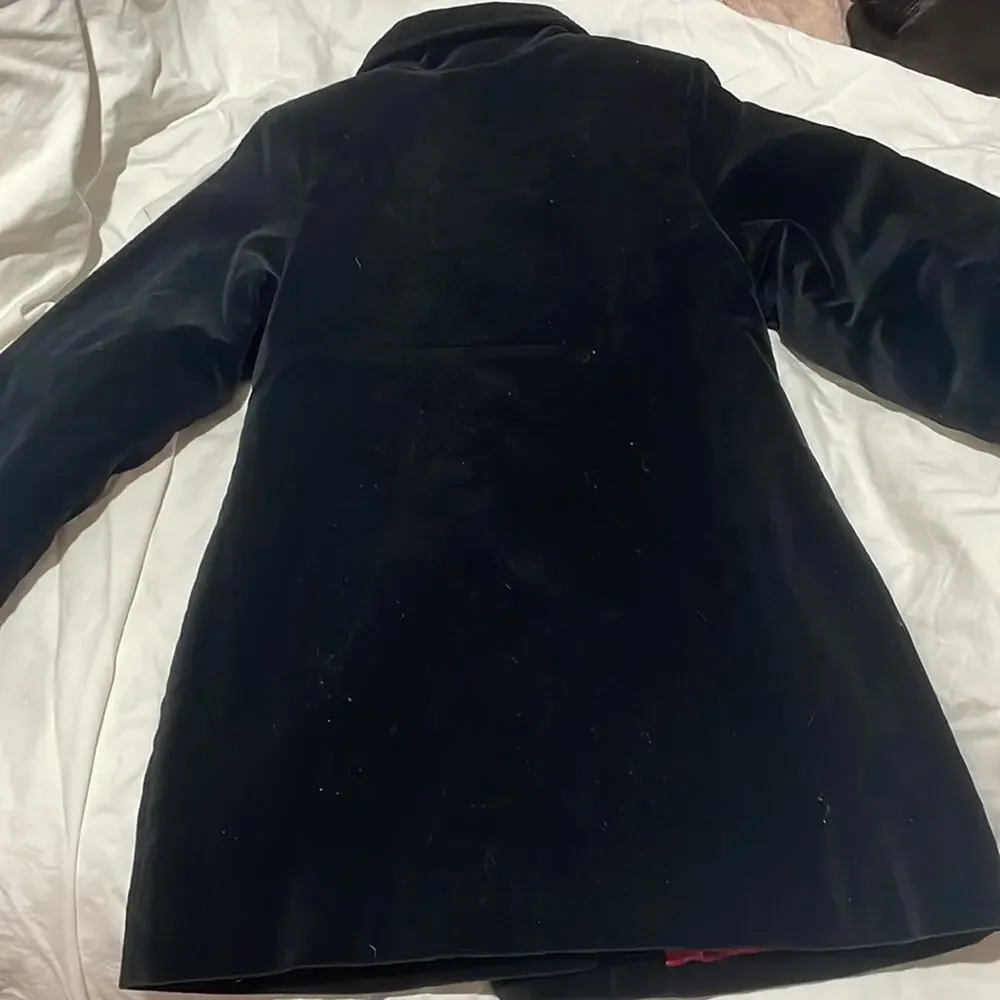 Gymboree XXL 7 black velvet dress coat lined red quilted lining euc vintage